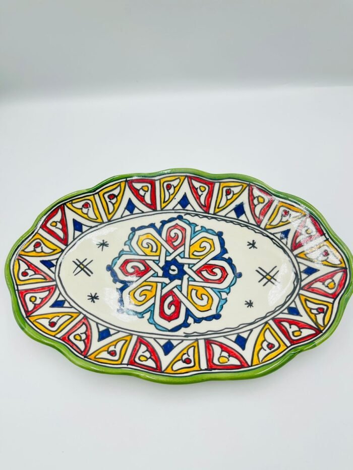 Hand-painted ceramic oval plate